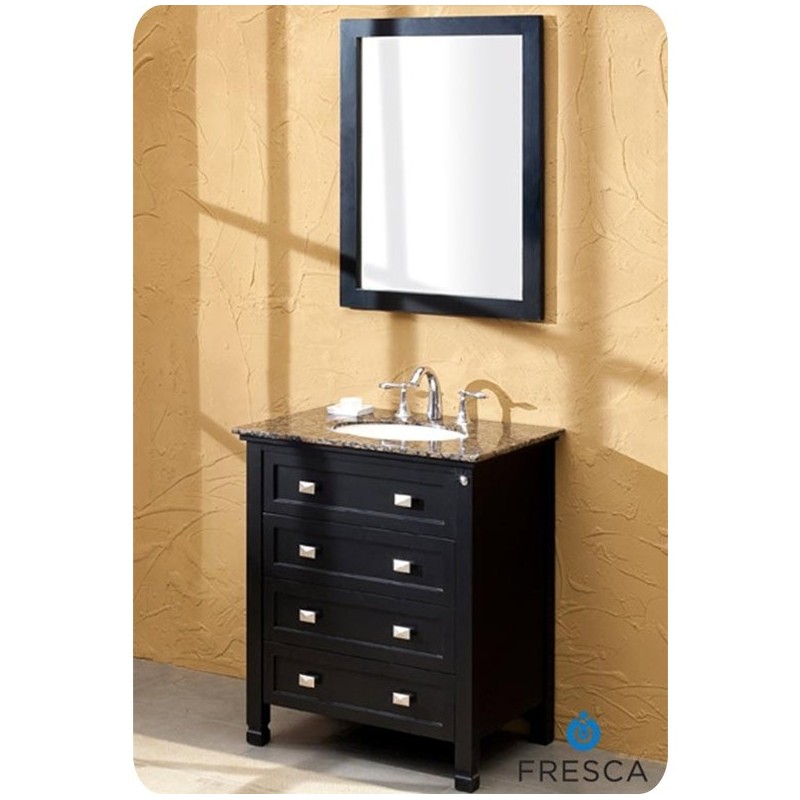 Fresca FVN6512BB Wilson Classic Single Sink Bathroom Vanity w/ Baltic Brown Countertop