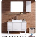 Fresca FVN6123WH Distante Modern Bathroom Vanity with Mirror and Side Cabinet in White