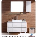 Fresca FVN6123WH Distante Modern Bathroom Vanity with Mirror and Side Cabinet in White