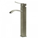 ALFI brand AB1158-BN Tall Brushed Nickel Tall Square Body Curved Spout Single Lever Bathroom Faucet