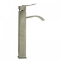 ALFI brand AB1158-BN Tall Brushed Nickel Tall Square Body Curved Spout Single Lever Bathroom Faucet