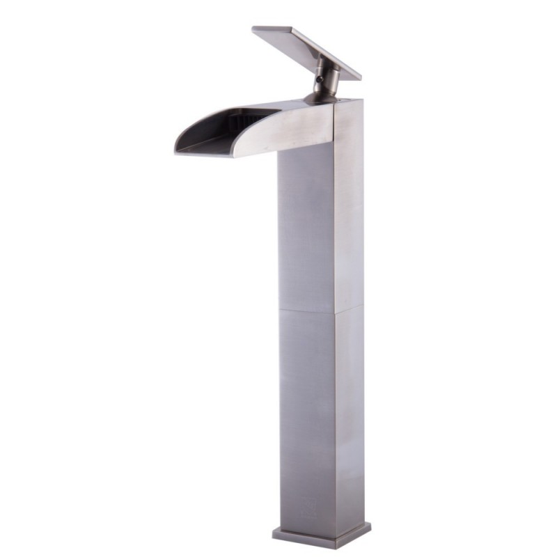 ALFI brand AB1597-BN Brushed Nickel Single Hole Tall Waterfall Bathroom Faucet