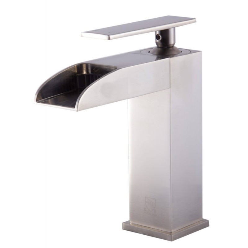 ALFI brand AB1598-BN Brushed Nickel Single Hole Waterfall Bathroom Faucet