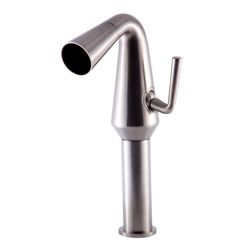 ALFI brand AB1792-BN Brushed Nickel Single Hole Tall Cone Waterfall Bathroom Faucet