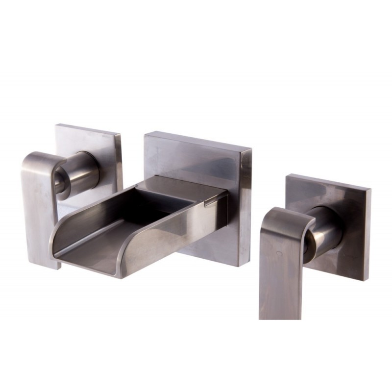 ALFI brand AB1796-BN Brushed Nickel Widespread Wall Mounted Modern Waterfall Bathroom Faucet