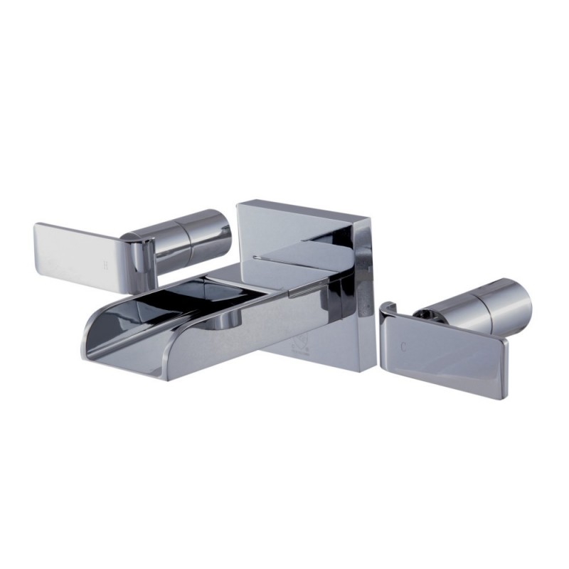 ALFI brand AB1796-PC Polished Chrome Widespread Wall Mounted Modern Waterfall Bathroom Faucet