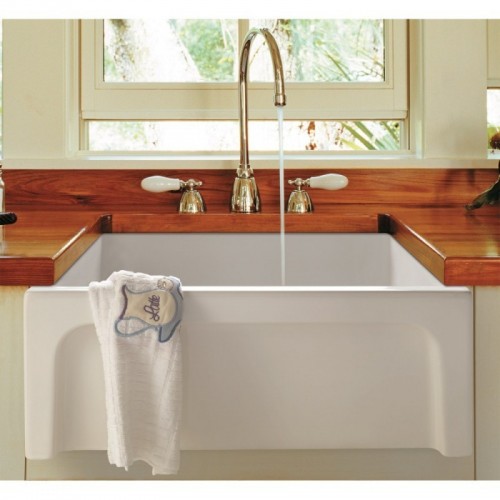 ALFI brand AB2418ARCH-W 24" White Arched Apron Thick Wall Fireclay Single Bowl Farm Sink