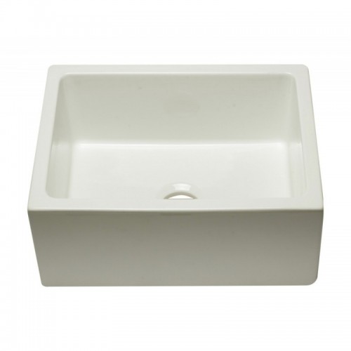 ALFI brand AB2418HS-B 24 inch Biscuit Reversible Smooth / Fluted Single Bowl Fireclay Farm Sink