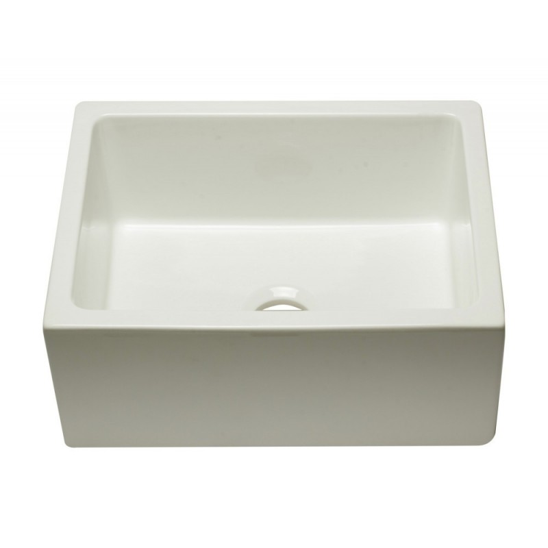 ALFI brand AB2418HS-B 24 inch Biscuit Reversible Smooth / Fluted Single Bowl Fireclay Farm Sink