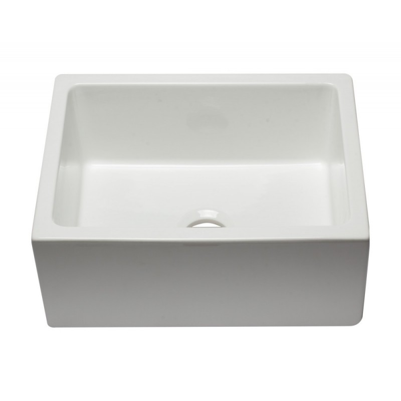 ALFI brand AB2418HS-W 24 inch White Reversible Smooth / Fluted Single Bowl Fireclay Farm Sink