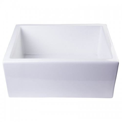 ALFI brand AB2418SB-W 24" White Smooth Thick Wall Fireclay Single Bowl Farm Sink