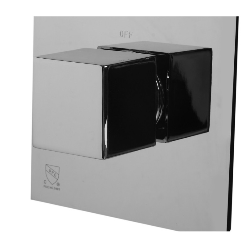 ALFI brand AB2901-PC Polished Chrome Concealed 4-Way Thermostatic Valve Shower Mixer /w Square Knobs