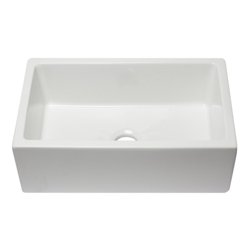 ALFI brand AB3018HS-W 30 inch White Reversible Smooth / Fluted Single Bowl Fireclay Farm Sink