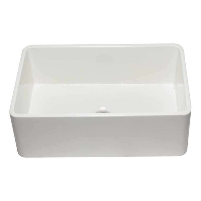 ALFI brand AB3020SB-W 30 inch White Reversible Single Fireclay Farmhouse Kitchen Sink