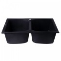 ALFI brand AB3220DI-BLA Black 32" Drop-In Double Bowl Granite Composite Kitchen Sink