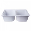 ALFI brand AB3220DI-W White 32" Drop-In Double Bowl Granite Composite Kitchen Sink