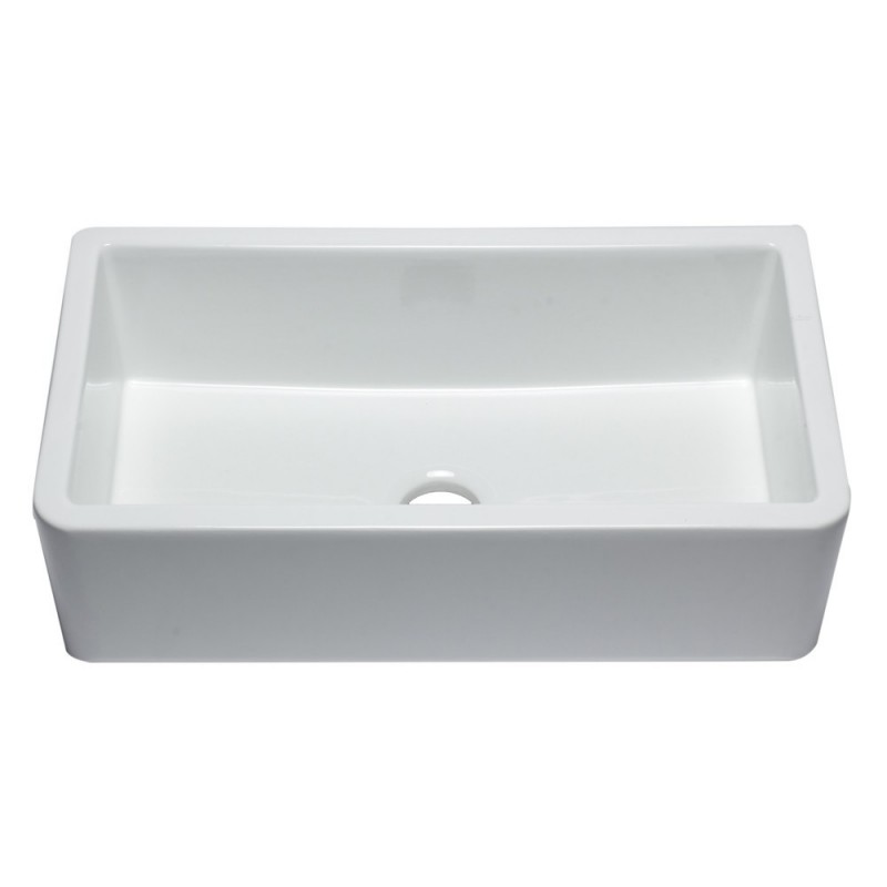 33" White Smooth Apron Solid Thick Wall Fireclay Single Bowl Farm Sink