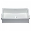 33" White Smooth Apron Solid Thick Wall Fireclay Single Bowl Farm Sink