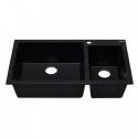 ALFI brand AB3319DI-BLA Black 34" Double Bowl Drop In Granite Composite Kitchen Sink