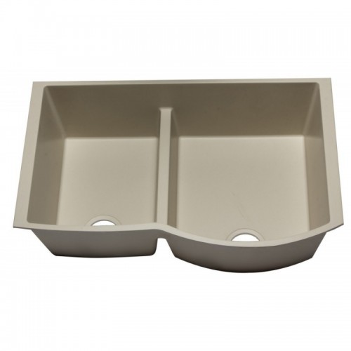ALFI brand AB3320UM-B Biscuit 33" Double Bowl Undermount Granite Composite Kitchen Sink