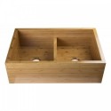 ALFI brand AB3321 33" Double Bowl Bamboo Kitchen Farm Sink