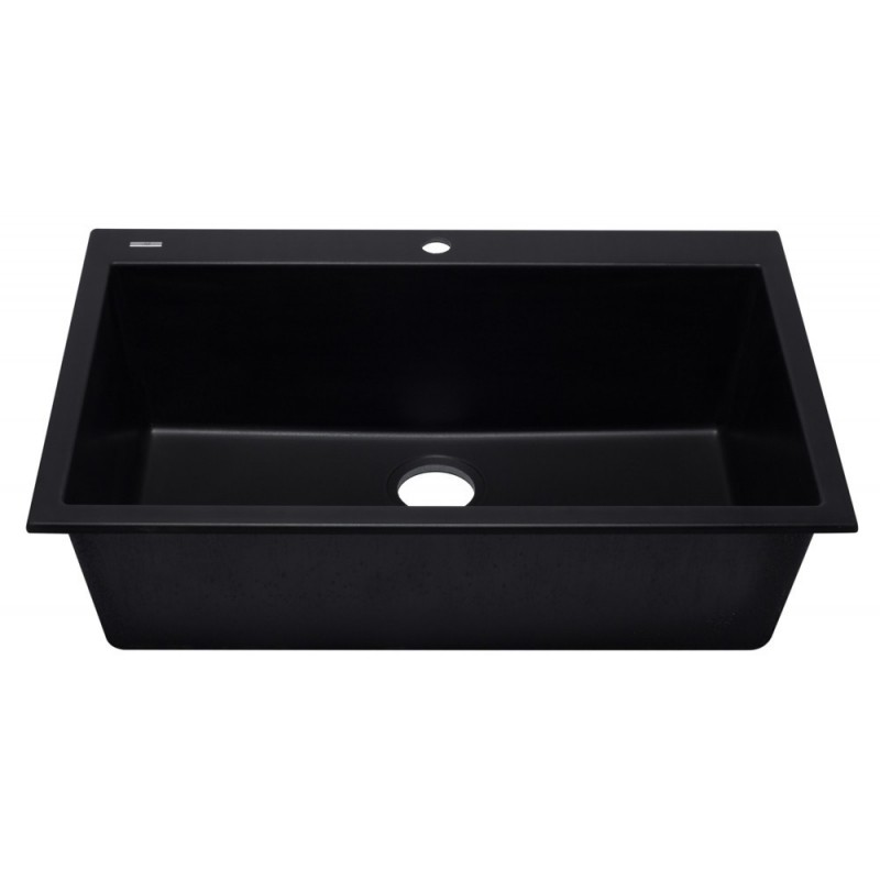 ALFI brand AB3322DI-BLA Black 33" Single Bowl Drop In Granite Composite Kitchen Sink