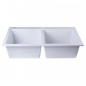 ALFI brand AB3420DI-W White 34" Drop-In Double Bowl Granite Composite Kitchen Sink