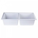ALFI brand AB3420UM-W White 34" Undermount Double Bowl Granite Composite Kitchen Sink