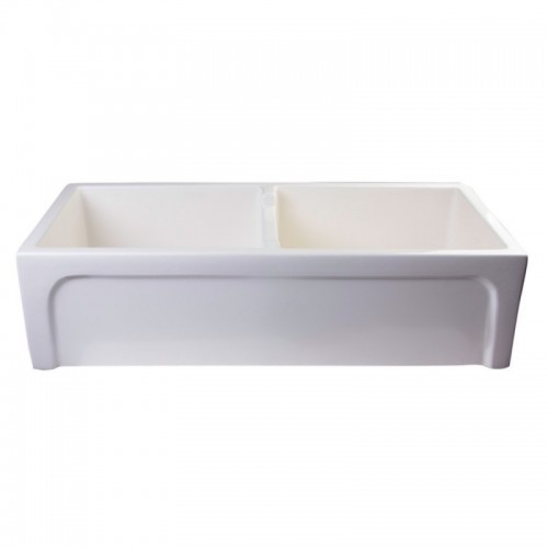 ALFI brand AB3918ARCH-B 39" Biscuit Arched Apron Thick Wall Fireclay Double Bowl Farm Sink