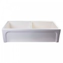 ALFI brand AB3918ARCH-B 39" Biscuit Arched Apron Thick Wall Fireclay Double Bowl Farm Sink
