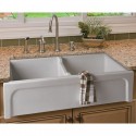 ALFI brand AB3918ARCH-W 39" White Arched Apron Thick Wall Fireclay Double Bowl Farm Sink
