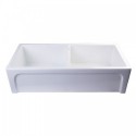 ALFI brand AB3918ARCH-W 39" White Arched Apron Thick Wall Fireclay Double Bowl Farm Sink