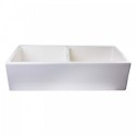 ALFI brand AB3918DB-B 39" Biscuit Smooth Apron Thick Wall Fireclay Double Bowl Farm Sink