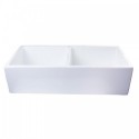 ALFI brand AB3918DB-W 39" White Smooth Apron Thick Wall Fireclay Double Bowl Farm Sink