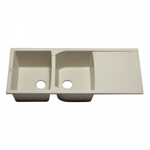 ALFI brand AB4620DI-B Biscuit 46" Double Bowl Granite Composite Kitchen Sink with Drainboard