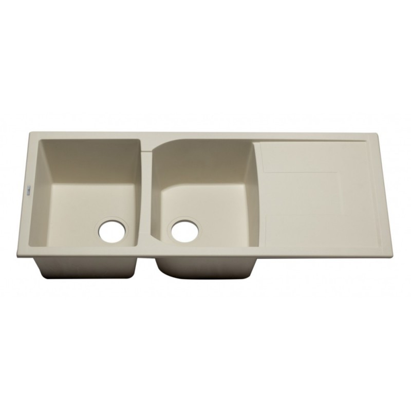 ALFI brand AB4620DI-B Biscuit 46" Double Bowl Granite Composite Kitchen Sink with Drainboard