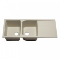 ALFI brand AB4620DI-B Biscuit 46" Double Bowl Granite Composite Kitchen Sink with Drainboard