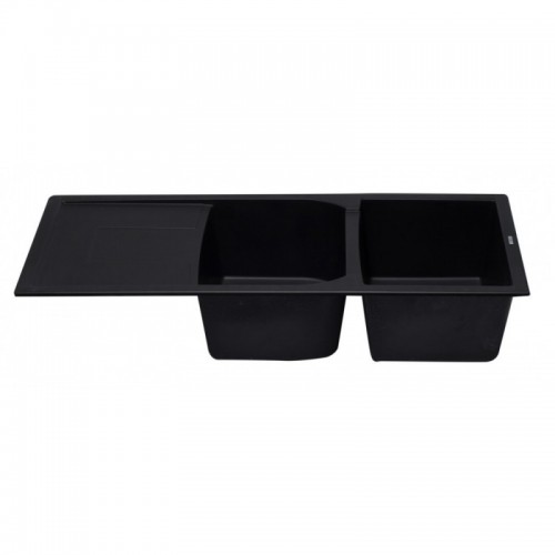 ALFI brand AB4620DI-BLA Black 46" Double Bowl Granite Composite Kitchen Sink with Drainboard