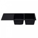 ALFI brand AB4620DI-BLA Black 46" Double Bowl Granite Composite Kitchen Sink with Drainboard