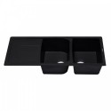 ALFI brand AB4620DI-BLA Black 46" Double Bowl Granite Composite Kitchen Sink with Drainboard