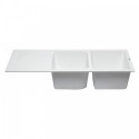 ALFI brand AB4620DI-W White 46" Double Bowl Granite Composite Kitchen Sink with Drainboard