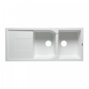 ALFI brand AB4620DI-W White 46" Double Bowl Granite Composite Kitchen Sink with Drainboard