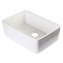 ALFI brand AB503UM-B 24 inch Biscuit Single Bowl Fireclay Undermount Kitchen Sink
