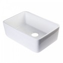 ALFI brand AB503UM-W 24 inch White Single Bowl Fireclay Undermount Kitchen Sink