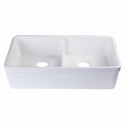 ALFI brand AB5123-W White 32" Short Wall Double Bowl Lip Apron Fireclay Farmhouse Kitchen Sink