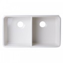 ALFI brand AB512-B Biscuit 32" Double Bowl Lip Apron Fireclay Farmhouse Kitchen Sink with 1 3/4" Lip