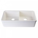 ALFI brand AB512UM-B 32 inch Biscuit Double Bowl Fireclay Undermount Kitchen Sink