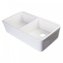 ALFI brand AB512UM-W 32 inch White Double Bowl Fireclay Undermount Kitchen Sink