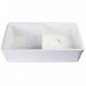 ALFI brand AB512UM-W 32 inch White Double Bowl Fireclay Undermount Kitchen Sink