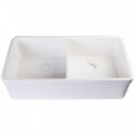 ALFI brand AB512-W White 32" Double Bowl Lip Apron Fireclay Farmhouse Kitchen Sink with 1 3/4" Lip